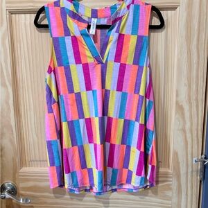 Colorful Striped Sleeveless Blouse